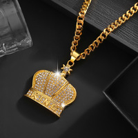 Collier pendentif Hip Hop en Zircon Cubique plaqué or 18 carats, acier inoxydable 316L, bijoux streetwear pour rappeur, chaîne maille cubaine