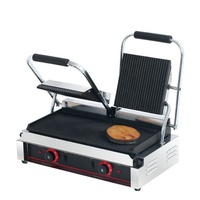 Grande plaque de cuisson électrique double face 4,4 kW avec plaques supérieure et inférieure à interrupteurs indépendants, robuste pour usage commercial