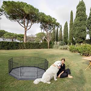 8-Panel 24 \ "W X 24 \" H Opvouwbare Metalen Hond Oefenpen Indoor/Outdoor Puppy Boxpen Kennel Bottom Pad Pen Huisdier Huisdier - Product Image 5