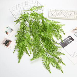 Artificial Fern Vines Green Plastic <b>Wall</b> Hanging Bouquet Minimalist Style <b>Decor</b> - Product Image 2