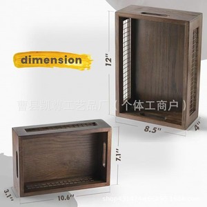 Cesta de almacenamiento de madera para mesa de salón, caja de almacenamiento de malla de hierro forjado, caja de almacenamiento multiusos para especias de cocina y - Product Image 2