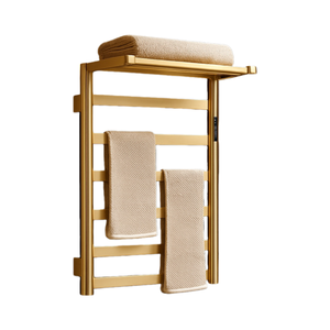 Radiateur de salle de bain moderne de luxe CN, pliable, rectangulaire, avec minuterie, mural, en acier inoxydable, <span class=keywords><strong>chauffe</strong></span>-serviettes chauffant, support doré - Product Image 3