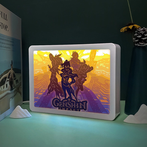 <span class=keywords><strong>Genshin</strong></span>-caja de lámpara de sombra para habitación de niños, luz Led de noche con marco de foto, lámpara <span class=keywords><strong>3D</strong></span> para decoración del hogar - Product Image 3