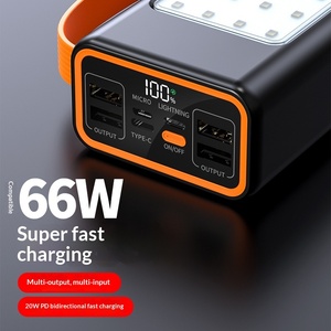 Batterie externe portable en promotion avec lumière LED et affichage numérique, 27000 mAh, charge rapide 66W, source d'alimentation d'urgence pour camping en extérieur - Product Image 3