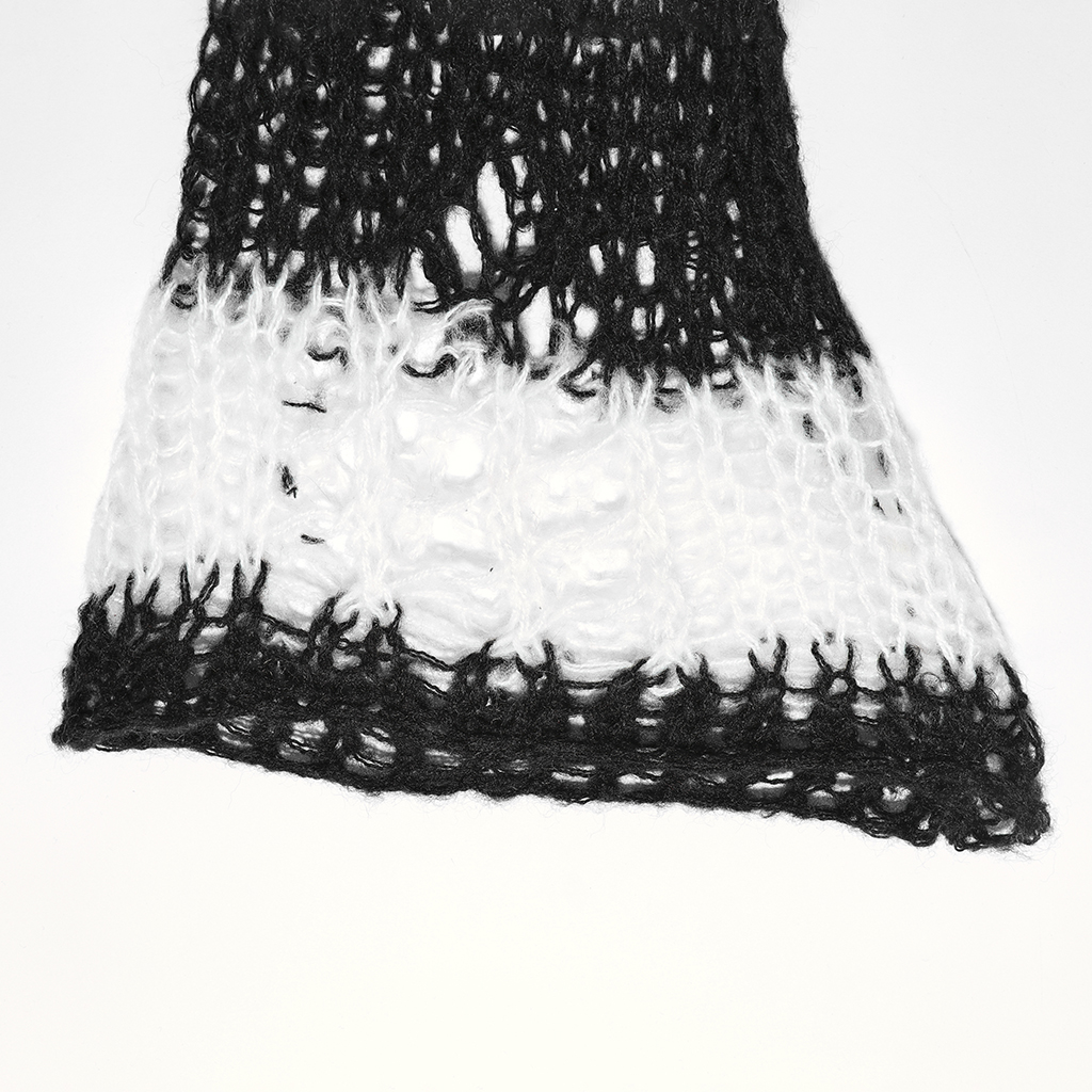 PUNK RAVE WS-554JTF female spring fashion slightly flare soft comfortable mohair punk knit black and white striped leg warmers