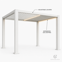 Pergola bioclimatique motorisée en aluminium et verre trempé MEIXIN ORLANDO, pour jardin d'hôtel de luxe moderne, terrasse extérieure.