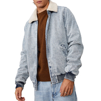 Qingzhihuo custom vintage new style sherpa fleece collar polyfilling padded mens denim bomber jacket
