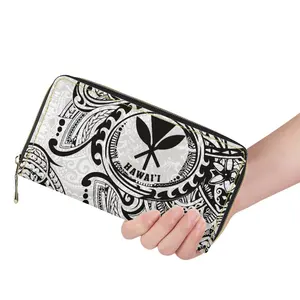 Dropshipping Bag Long Layered Wallet Hawaii Logo Design Printing Luxury Leather Zipper Wallets Unisex Fashion Clutch