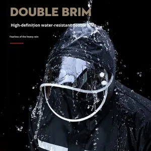 Conjunto de pantalones impermeables de protección <span class=keywords><strong>contra</strong></span> <span class=keywords><strong>la</strong></span> <span class=keywords><strong>lluvia</strong></span> de un solo estilo para hombre, prendas de vestir exteriores de dos piezas para entrega, jinetes, actividades al aire libre, senderismo - Product Image 1