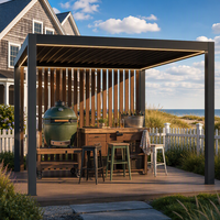 Pergola autoportante intelligente en aluminium avec toit à lames motorisé, gazebo électrique, auvent imperméable pour jardin, patio, cour arrière, balcon