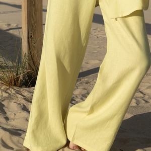 Conjunto de Camisa de Manga Larga y Pantalones Elásticos Casuales de Color Sólido para Mujer, Conjunto de Camisa de Lino de Alta Calidad 2025 - Product Image 6