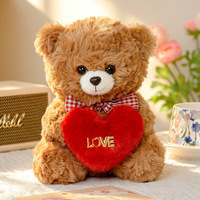 Ours en peluche personnalisé marron crème avec cœur, idéal pour la Saint-Valentin ou comme prix de machine à griffes - Vente en gros