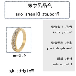 yunnique <b>Titanium</b> Steel <b>Ring</b> Gold Plated Pave Setting Double Row Diamond Band Unisex Engagement Jewelry - Product Image 2