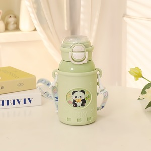 Panda <b>Time</b> Kids Insulated <b>Water</b> <b>Bottle</b> 316 Stainless Steel Portable <b>With</b> Handle Cartoon Design For Outdoor Use - Product Image 5