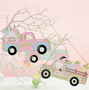 DAMAI Wholesale <b>Easter</b> Decor Wooden Car <b>Ornaments</b> Egg Rabbit Radish Hanging Pendants for Auto Interior Holiday Party Supplies - Product Image 2