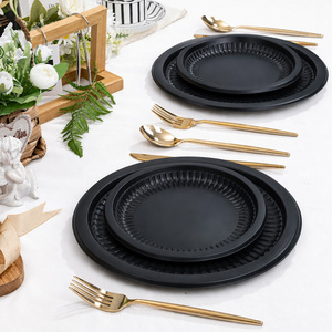 Plato redondo de plástico PP negro de 6 pulgadas, apto para alimentos, para servir en restaurantes, bodas, fiestas, picnics y banquetes. - Product Image 4