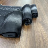 Tissu denim non lavé Lizhi noir, sergé teint en fil, effet flammé, extensible croisé, respirant, résistant à l'abrasion, pour textile de maison, garçons et filles