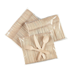 Cubiertos de madera de abedul desechables impresos a precio de fábrica que incluyen cuchara y cuchillo para comida y ocasiones de fiesta - Product Image 1