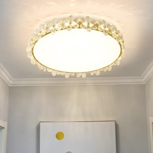 Modern Minimalist Nordic Style All-Copper Ceiling <b>Light</b> Petal Crystal Fixture for Bedroom Living Room <b>Dining</b> Room; <b>Light</b> Luxury - Product Image 5