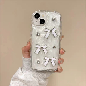 <span class=keywords><strong>Coque</strong></span> pour <span class=keywords><strong>iPhone</strong></span> 17 avec nœud en strass Luxe pour femmes Gouttes de colle Glitter Style coréen Ins Mobile <span class=keywords><strong>iphone</strong></span> 14 pour 15 Pro Max 13 16 - Product Image 3