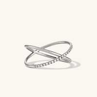 Nouveautés MaiYi : Bague Croix en Or Massif 14K, Bague X, Cadeau de Demande en Mariage, Bagues Pavées de Diamants de Laboratoire