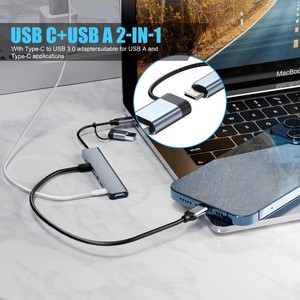 Многофункциональный USB-хаб 2-в-1 с 7 портами и двойным входом, из алюминиевого сплава, USB 3.0 для ноутбуков/ПК с передачей данных, док-станция для ноутбуков с PD100W - Product Image 4