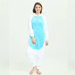 <span class=keywords><strong>Pigiama</strong></span> Intero da Donna in Flanella Stampata con Cappuccio, Motivi Animali Kawaii (Dinosauro, Gatto a Pois), Alta Qualità, in Maglia Elasticizzata - Product Image 3