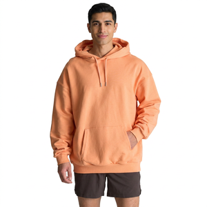 100% Cotton Terry Oversized Hoodie <b>Thick</b> <b>Fleece</b> Streetwear Drop Shoulder Blank Hoodie for Men - Product Image 1