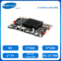 Placa Base Industrial ARM RK3588 Cortex-A76 Cortex-A55 2 Lan LPDDR4 8G EMMC 64G 6 USB SIM WIFI6 BT5.0 GPS para Señalización Digital