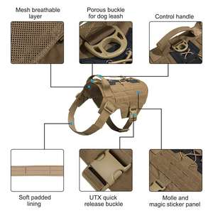 เสื้อกั๊กยุทธวิธีสำหรับสุนัขฝึกสุนัขล่าสัตว์แบบปรับได้พร้อมที่จับ - Product Image 3