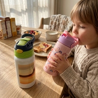 Bouteille d'eau personnalisée en aluminium pour enfants, sans BPA, réutilisable, avec poignée, anti-fuite, pour l'école et les activités de plein air, vente en gros
