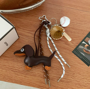 Ins kore örgülü halat anahtarlık kolye sevimli köpek deri çanta anahtarlığı kolye LWD - Product Image 1