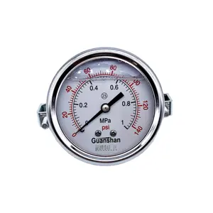 1/4,3/8,1/2(G PT NPT) bracket pressure gauge chrome glycerine oil filled pressure gauge