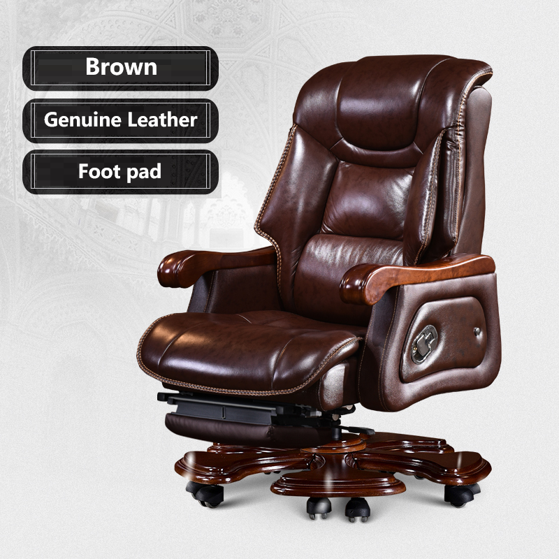 Marrone+Vera pelle+Poggiapiedi