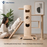 Arbre à chat en bois 140 cm, tour d'activités multi-niveaux, griffoir en sisal, rampe d'escalade, mobilier pour chat d'intérieur