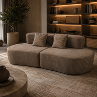 Canapé pliable 3 places pour salon, mobilier modulaire moderne à profil bas, housse amovible en tissu, vente directe usine