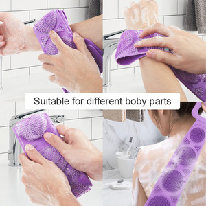 All'ingrosso bagno Double face Silicone posteriore Scrubber cintura Extra lunga doccia esfoliante massaggio corpo Scrub Strap spazzola per adulti - Product Image 3