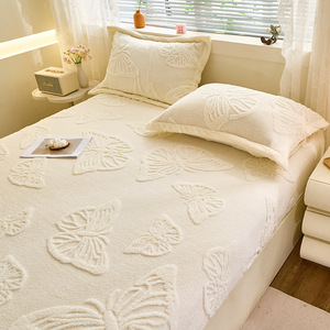 Luxury Ultra-Soft Butterfly Pattern <strong>Flannel</strong> Fleece 100% Polyester Bed Fitted <strong>Sheet</strong> and Pillowcase for Home Use - Product Image 6