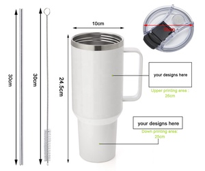 Nouveau gobelet à sublimation en acier inoxydable 40 Oz 40 Oz anti-fuite en gros avec poignée <span class=keywords><strong>amovible</strong></span> - Product Image 3