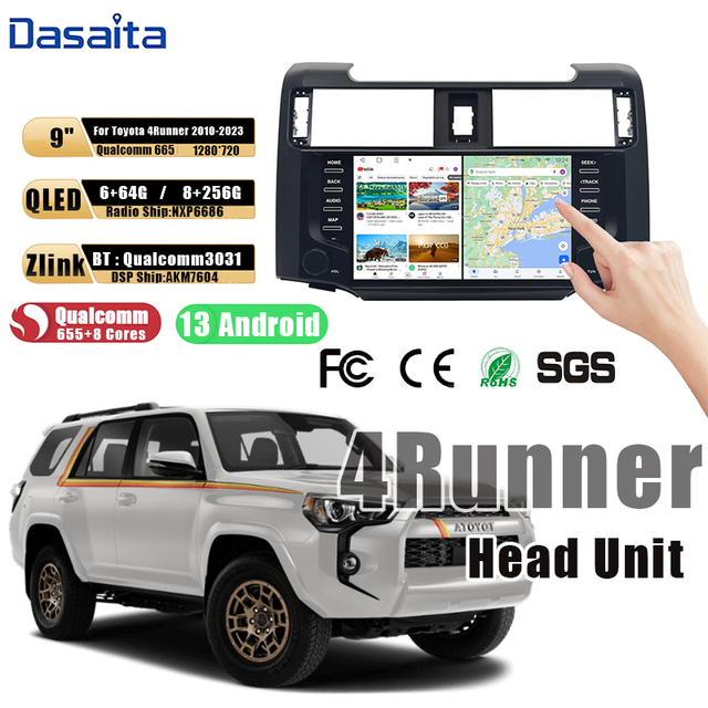 Dasaita 9inch Android Car Stereo for Toyota 4Runner 2010-2023 Qualcomm 665 Wireless CarPlay GPS Navigation Touchscreen Head Unit