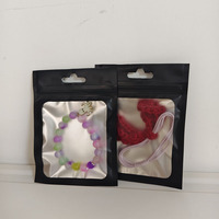 Sac en Mylar à fermeture éclair, anti-humidité, semi-transparent, noir mat à l'avant, avec trou de suspension papillon, pour emballage de bijoux