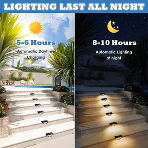 Lampe d'escalier solaire et à piles 24 LED étanche IP65 avec batterie au lithium pour éclairage extérieur de jardin, <span class=keywords><strong>terrasse</strong></span>, allée et patio - Product Image 2