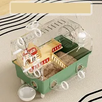 Cage pour petits animaux en acrylique entièrement transparente, écologique, moderne, grande, spacieuse et luxueuse, design soie dorée pour hamsters
