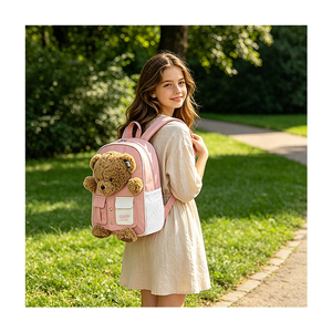 Zaino Orsetto di Peluche Teddy Island per Ragazze, Borsa Scuola 3D Animale Kawaii, Zaino per Bambini Grande Capacità, Zainetto da Viaggio Rosa Carino - Product Image 2