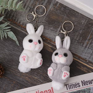 Bonito accesorio de mochila, muñeco de conejo de ojos grandes, colgante, llavero, juguete de peluche bordado para aliviar el estrés, relleno de algodón PP - Product Image 4