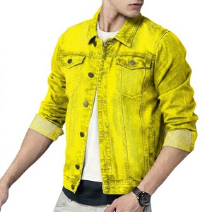 เสื้อแจ็คเก็ตยีนส์สีเขียวอมฟ้าสำหรับผู้ชาย สไตล์ลำลอง ปกคอพับ ทรงปกติ ผ้าฝ้าย 100% ซักแล้ว แขนยาว สีพื้น ติดกระดุมแถวเดียว - Product Image 5