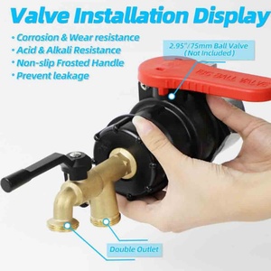 Adaptateur de vidange IBC à double sortie pour réservoir de 275-330 gallons, filetage grossier 2 pouces vers tuyau d'eau 3/4 pouce, raccords pour réservoir de récupération d'eau de pluie IBC - Product Image 6