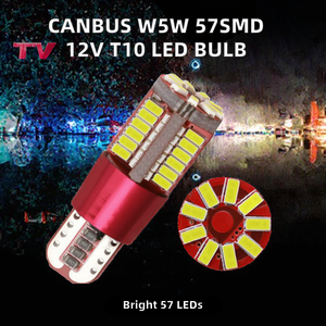หลอดไฟ LED สำหรับรถยนต์ Canbus W5W 194 3014 57SMD ระบบไฟส่องสว่างอัตโนมัติ 12V T10 สีขาวธรรมชาติ -40~+85 องศาเซลเซียส - Product Image 2
