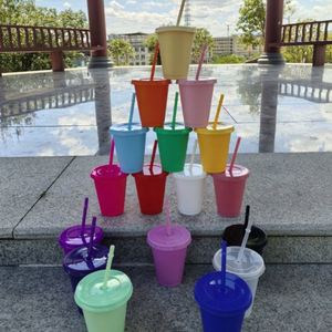Gobelet en plastique réutilisable personnalisable avec logo, 16 oz, simple paroi, avec couvercle et paille, idéal pour les fêtes à la piscine, mariages, anniversaires, gobelets à boissons - Product Image 4