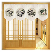 Rideau Noren japonais triangulaire court, personnalisable, en lin, pour la décoration de la cuisine, de la porte d'entrée, du restaurant
